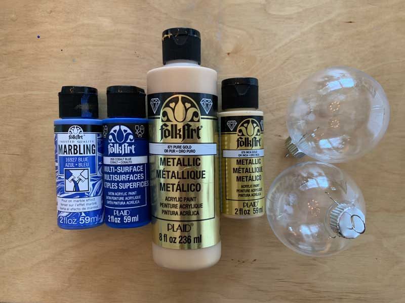 acrylic paints for diy marbled ornaments