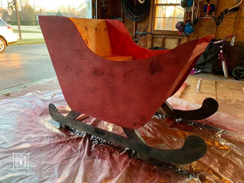 spray painted santa sleigh