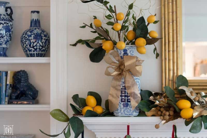 faux lemon citrus christmas decor