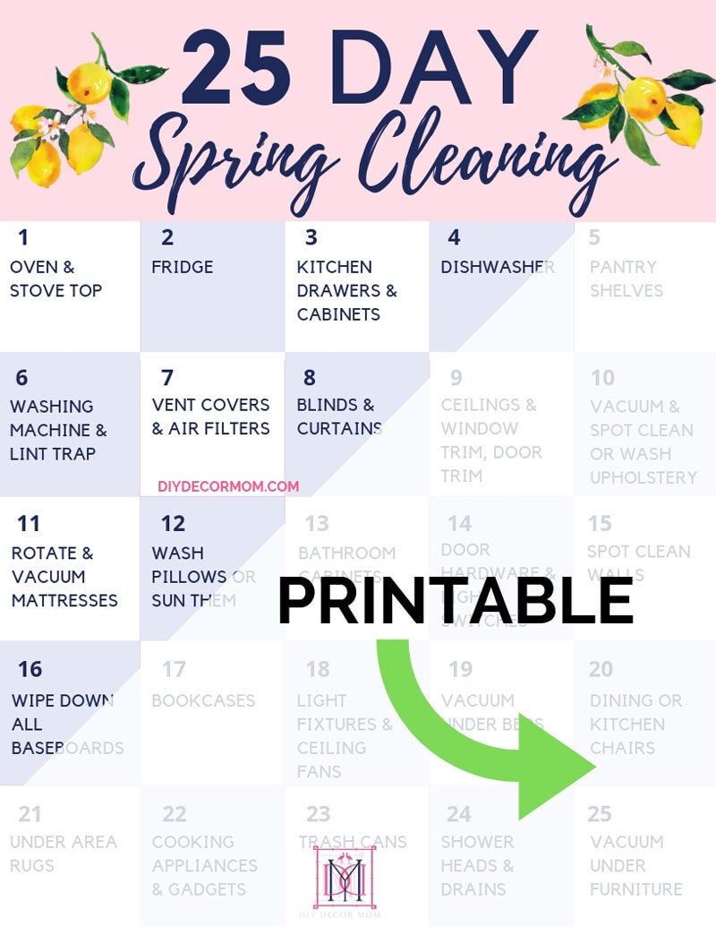 25 day spring cleaning checklist