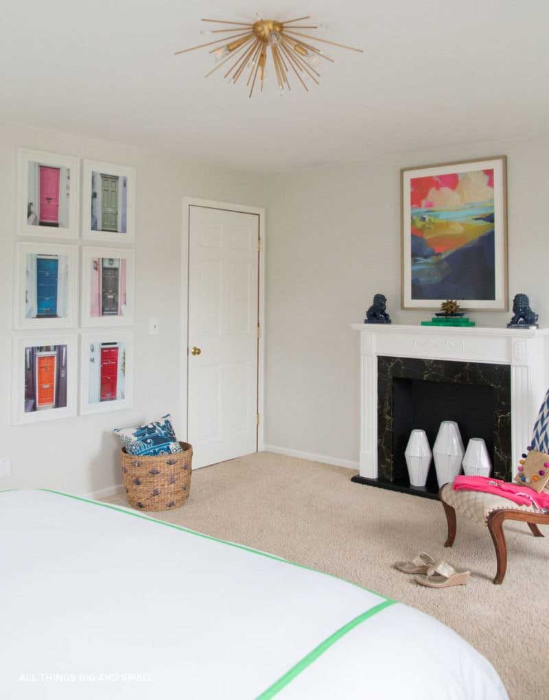 add a gallery wall to your bedroom for an easy decorating idea!