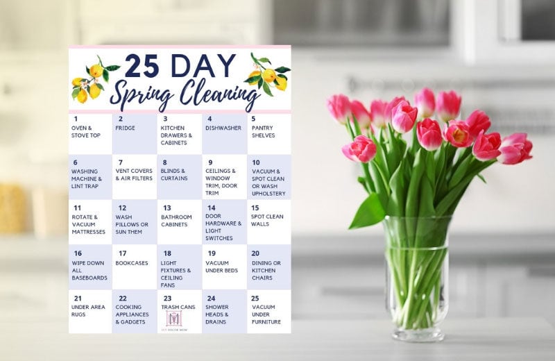 spring cleaning checklist- 25 day printable calendar