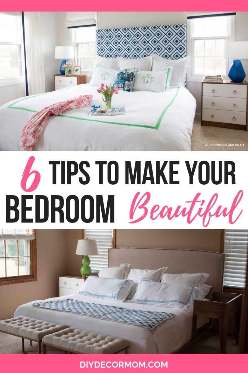 before and after photo of master bedroom- 6 tips on how to make your bedroom look nice