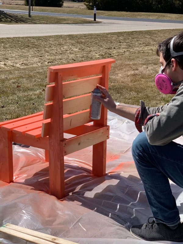 how to spray paint diy curved fire pit bench