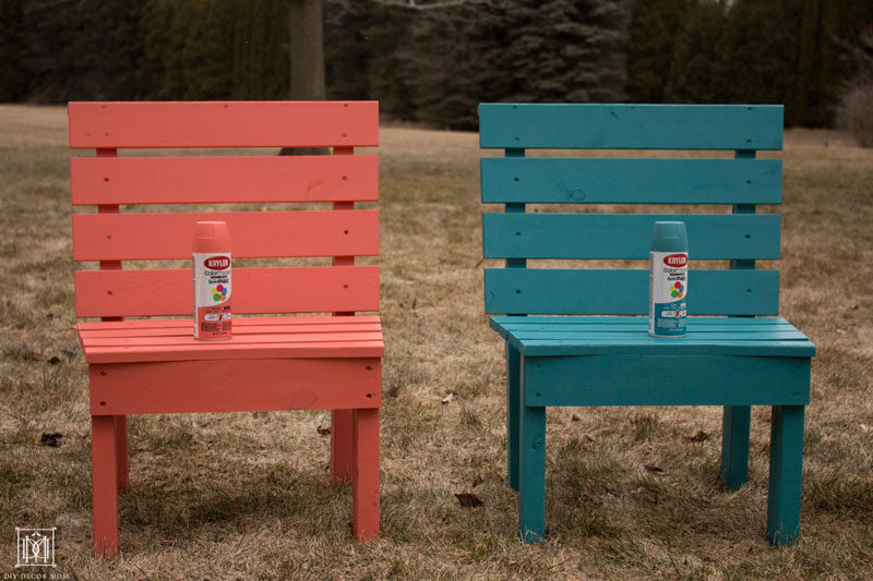 coral spray painted diy fire pit chair and teal spray painted diy fire pit chair