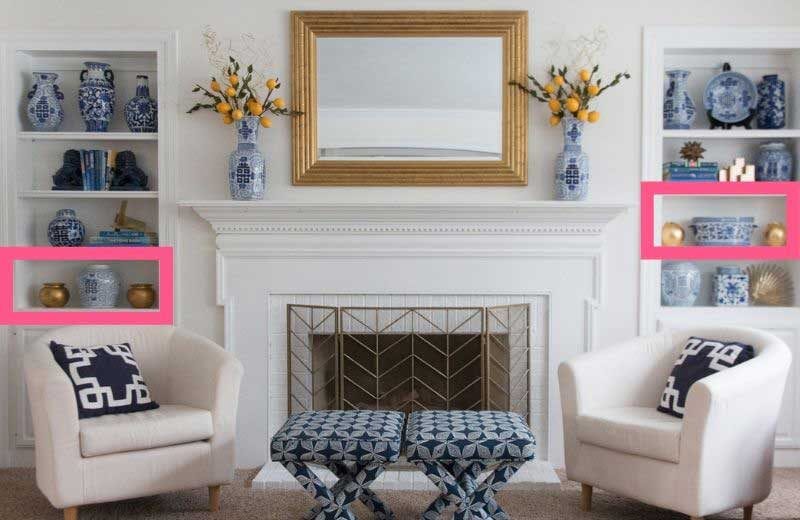 decorating tips for styling bookcases around fireplace