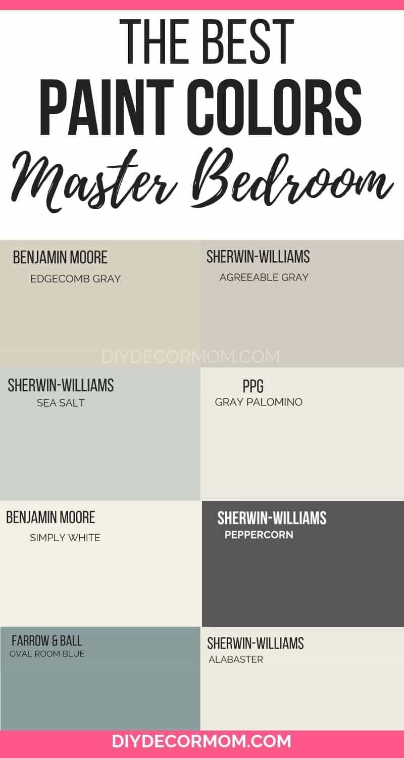 paint chips of the best master bedroom colors--10+ master bedroom colors that always work!