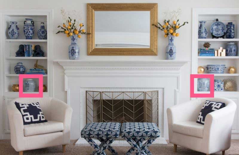 decorating bookcases 101: balance large decorative objects