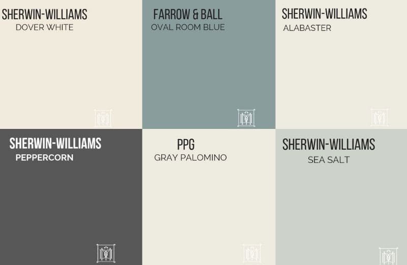 collage of master bedroom paint colors