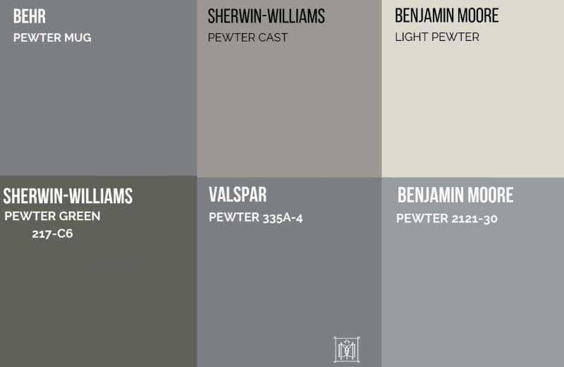 pewter color paint chips compared