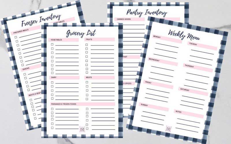 free printable grocery list and meal plan printable