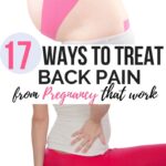 ways to treat and lessen back pain when pregnant including kinesio tape and stability balls and prenatal yoga