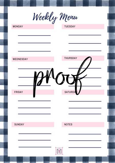 weekly menu planner printable sheet--schedule meals day by day and use it with your grocery list printable