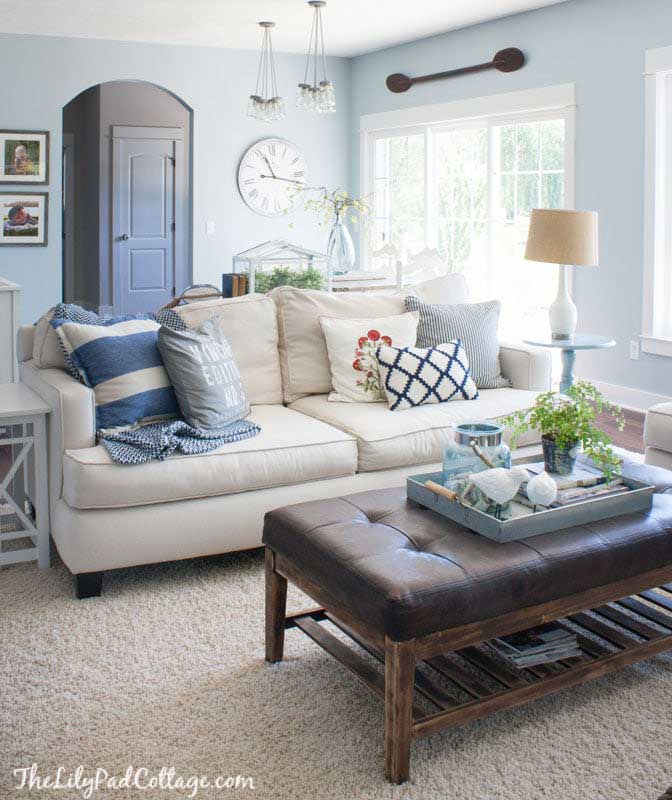 benjamin moore brittany blue living room by lily pad cottage