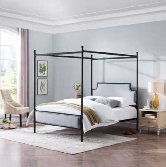 grayish blue bedroom