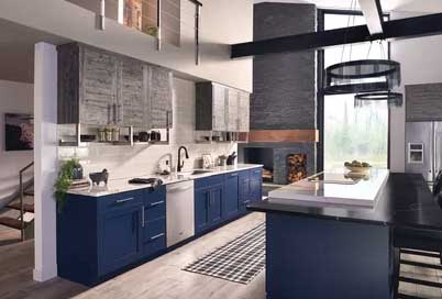 navy blue painted kitchen cabinets in modern kitchen