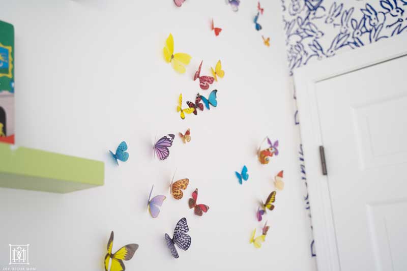 butterfly wall decor in baby girl bedroom