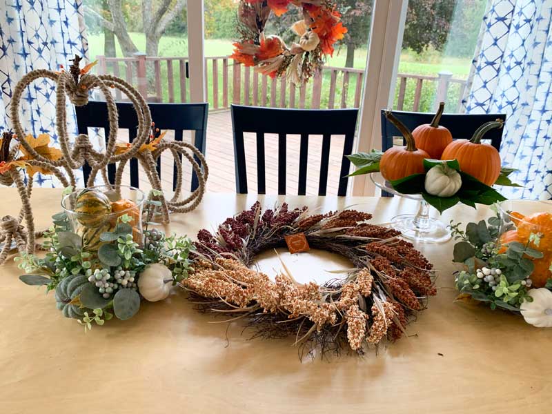 three sections on fall table decor