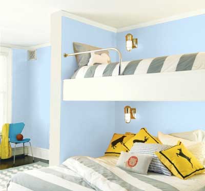 light blue bedroom- benjamin moore jet stream