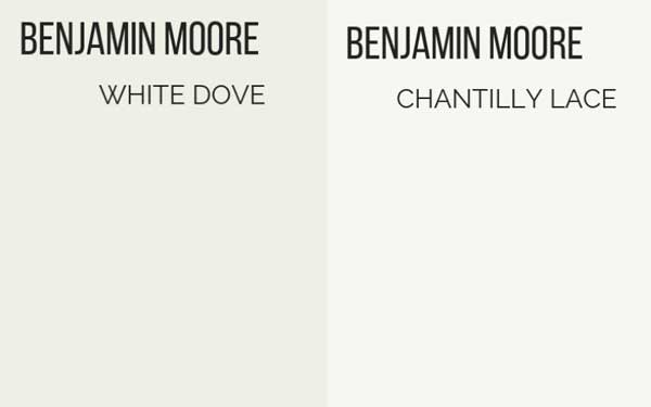 benjamin moore white dove vs. chantilly lace