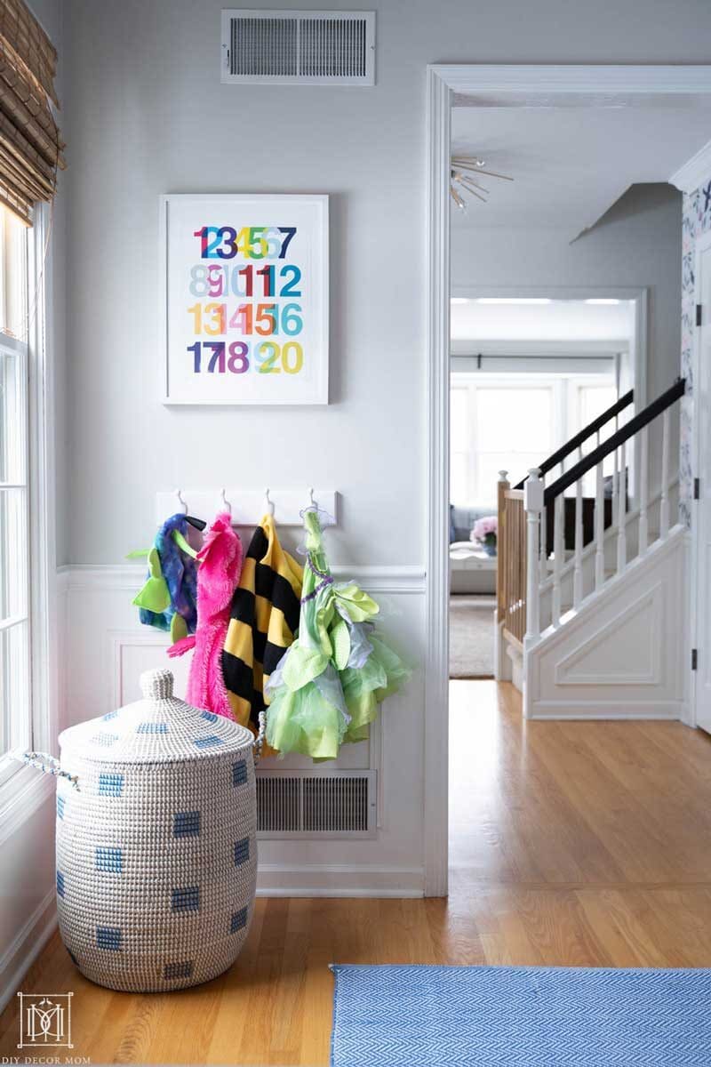 playroom storage solutions with woven basket