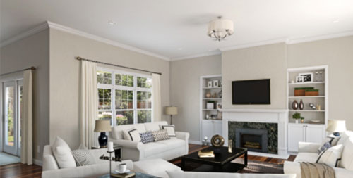 warm gray- greige living room- agreeable gray