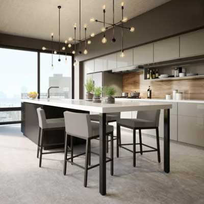 dark gray industrial kitchen