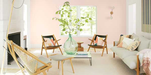 benjamin moore first light pale pink living room