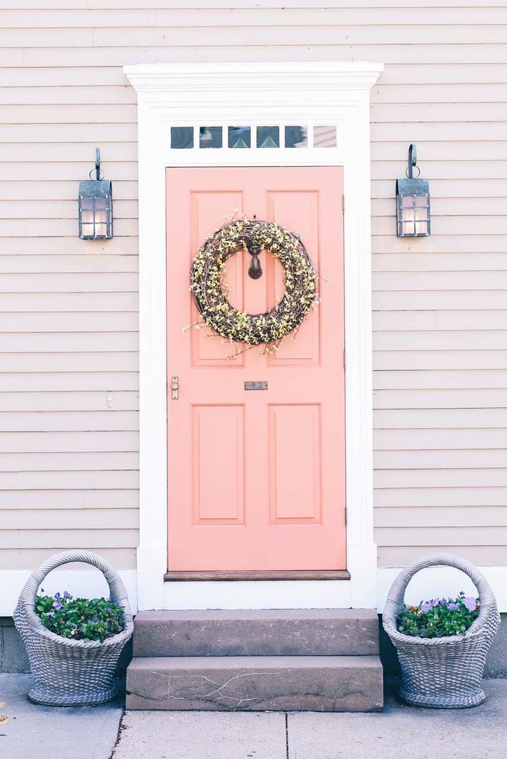 BM dusk pink front door colonial house