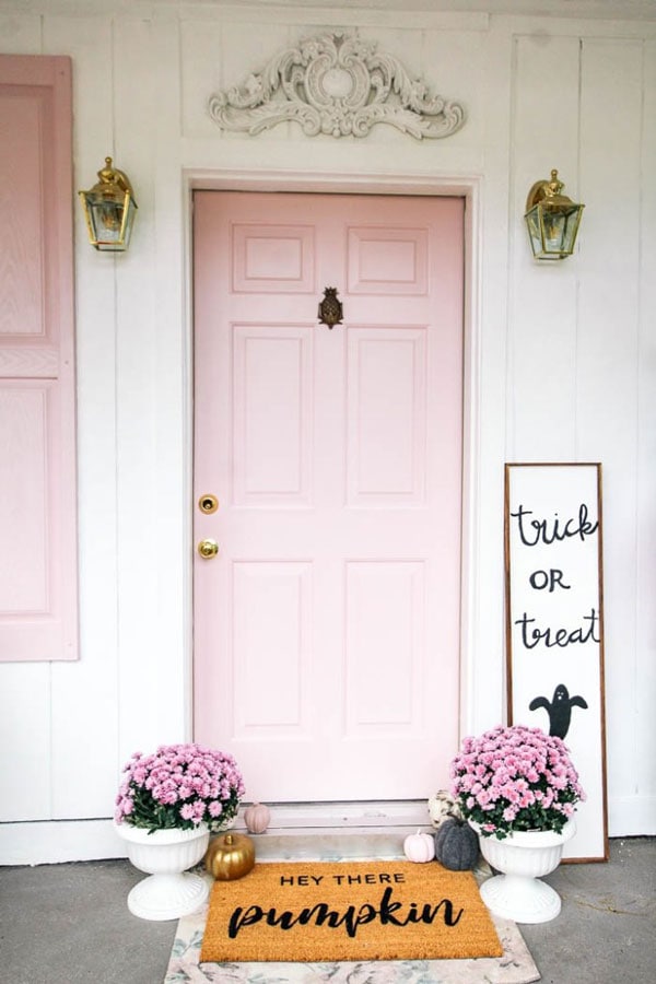 Behr Beloved Pink front door paint color by At Home With Ashley