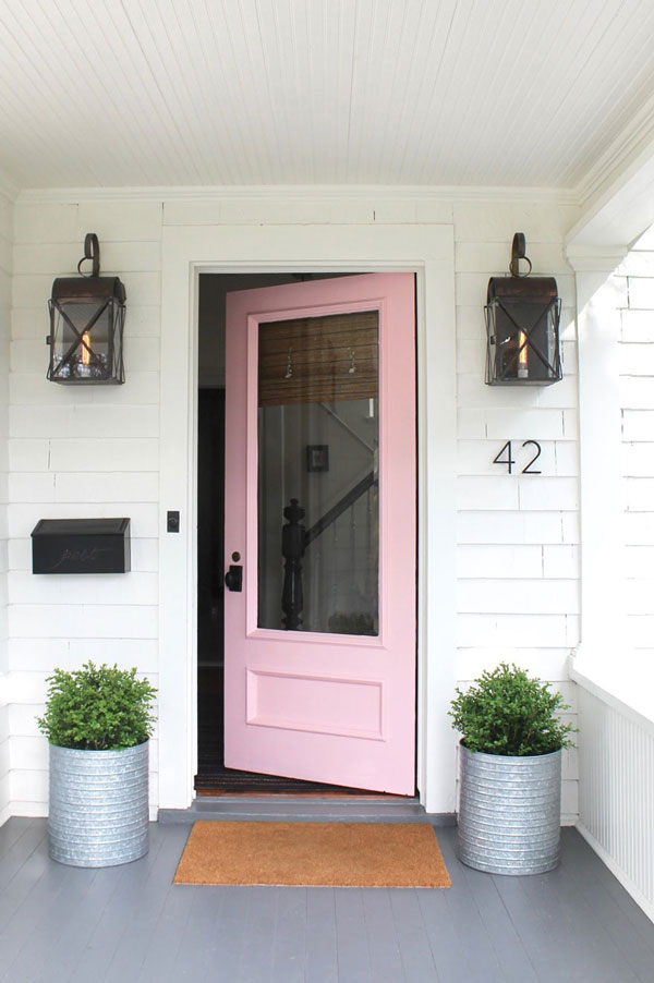 Behr Angel Kiss pink front door by Most Lovely Things