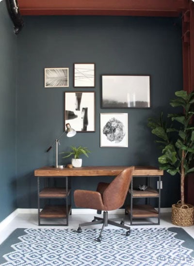 dark green gray office walls