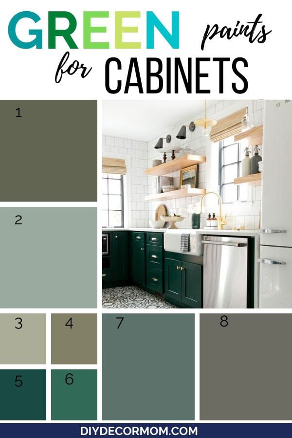 green paint chips for kitchen cabinets including photo of beautiful green cabinets in kitchen with open shelving and white walls