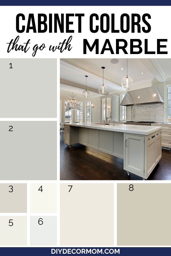 paint shades of gray, white, and greige that go with marble