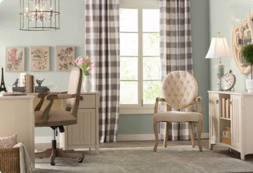 light green office with french country furniture