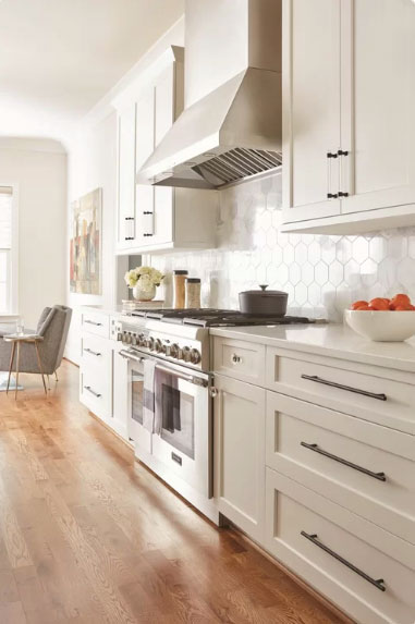 off white light gray kitchen cabinets with modern hardware 