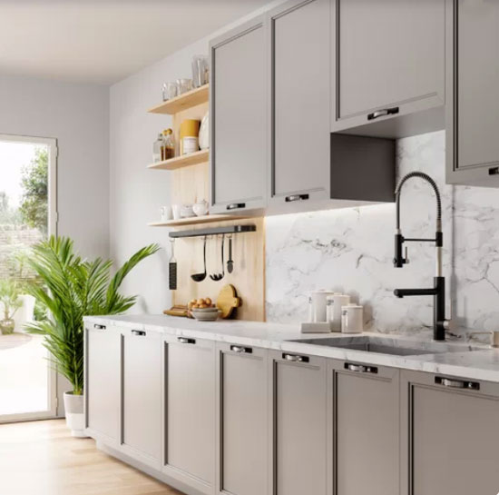 light gray pewter colored cabinets