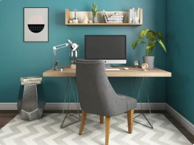teal home office walls