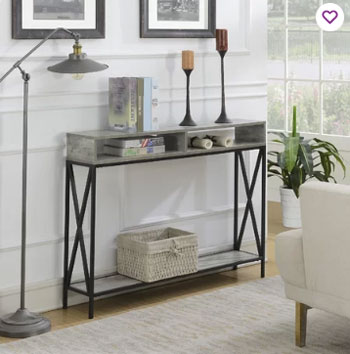 industrial white foyer with console table