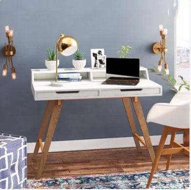 blue gray office with desk