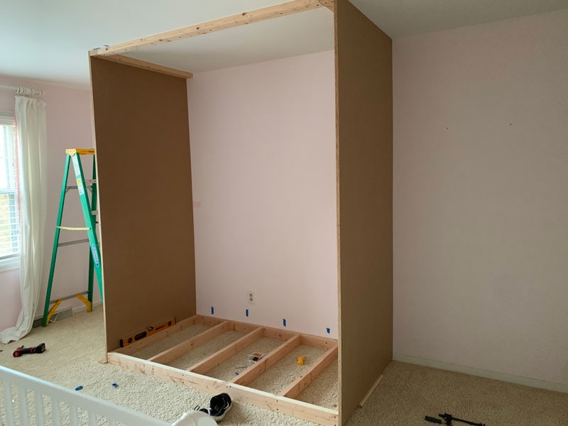 walls of bunk beds built by dad