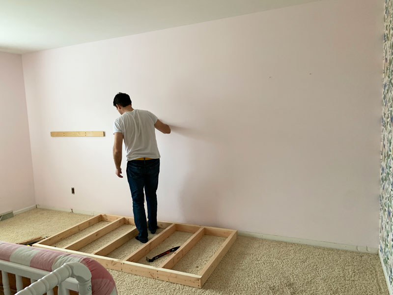 how to make a base for a built-in bunk bed