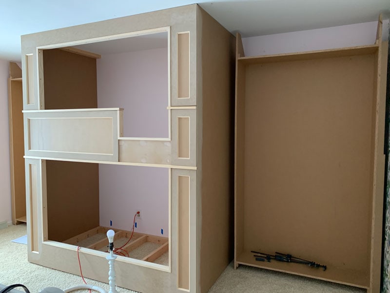 assemble the frames of the diy built-in bookcase