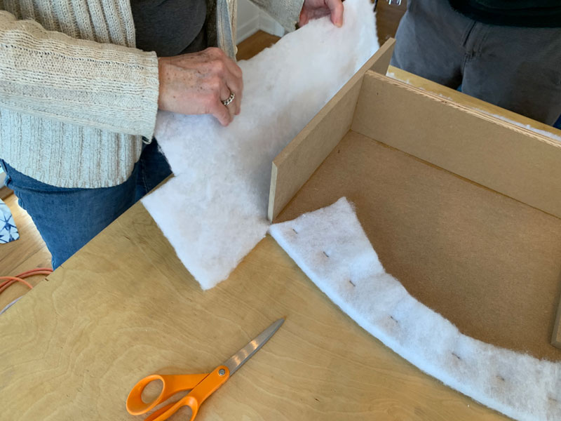 how to wrap a window cornice in fabric