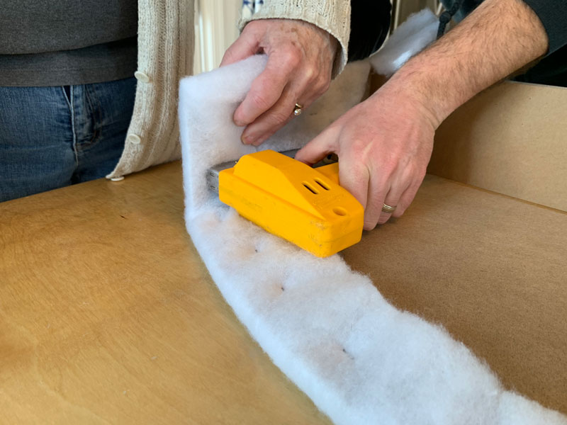 stapling cornice board with batting with staple gun