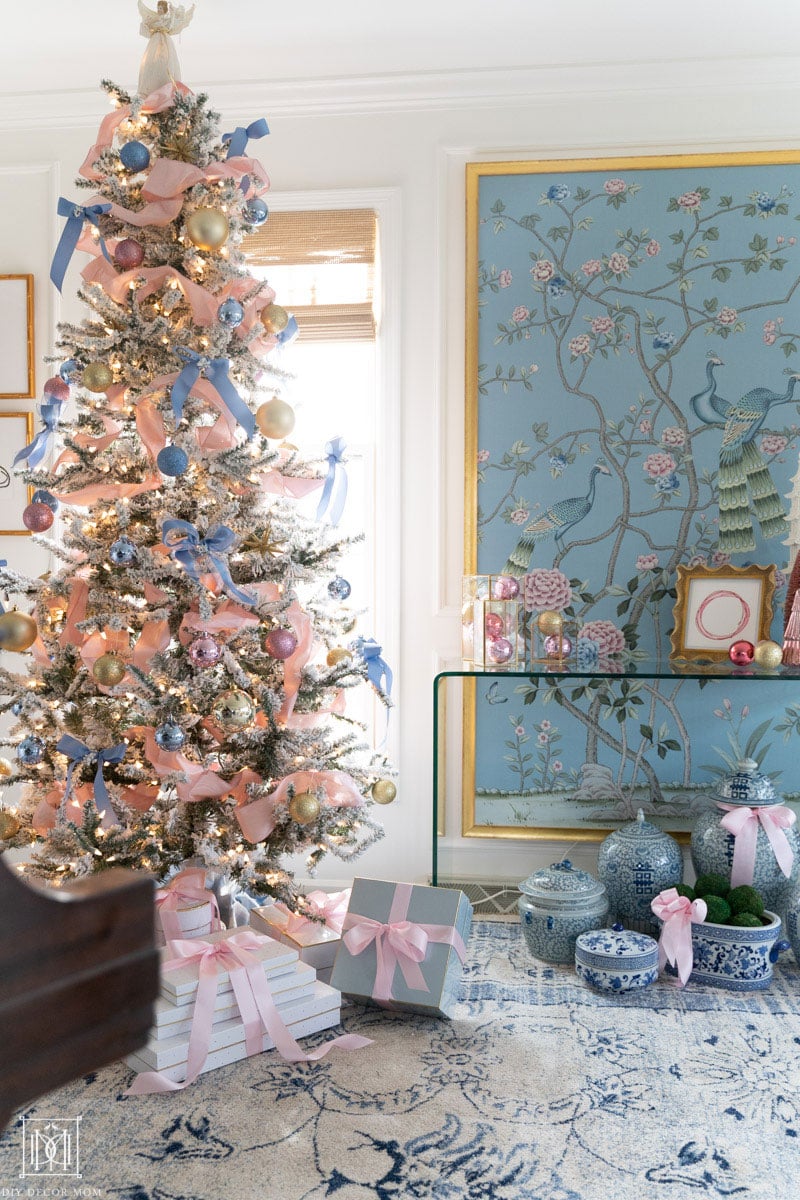 Pink and Blue Christmas Decor: Grandmillennial Christmas Tree ...