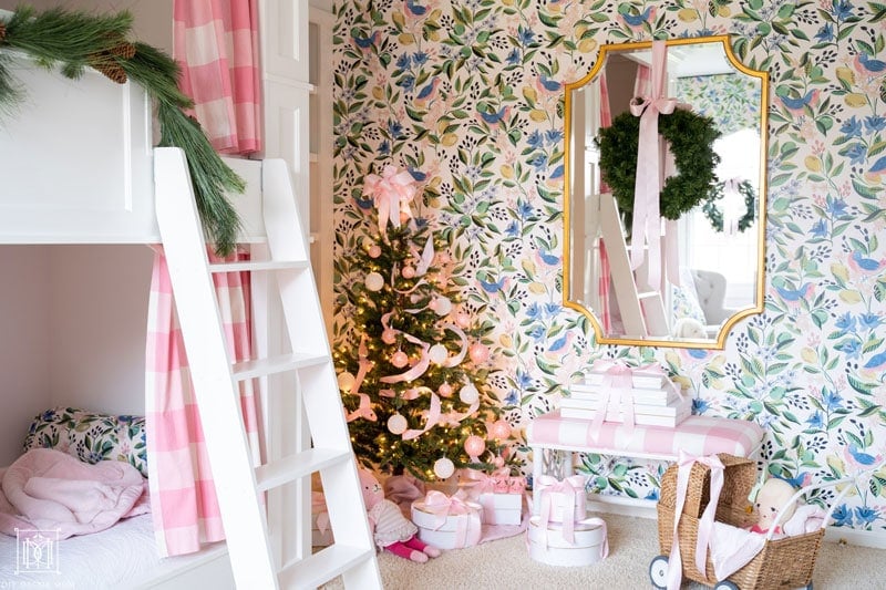 bunk bed ladder with christmas tree