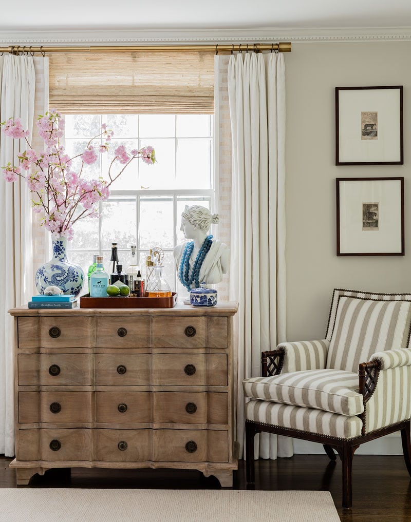 erin gates bamboo blinds in window with curtains