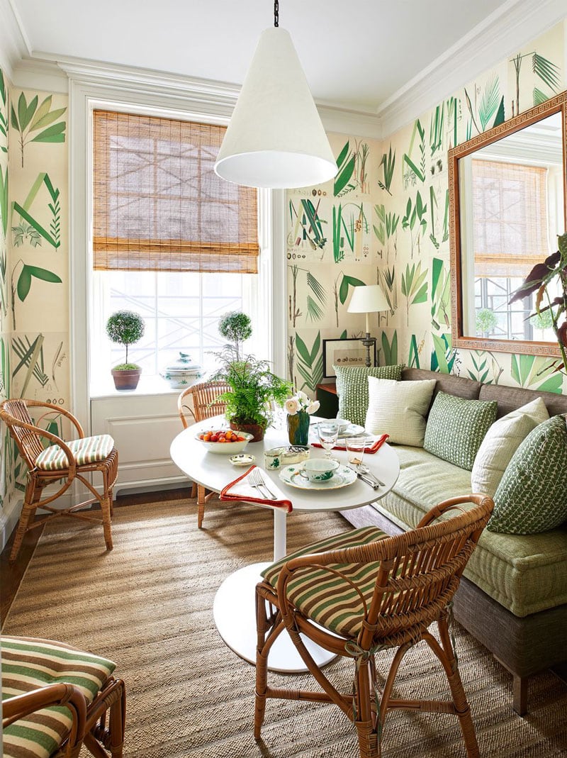 tom scheerer bamboo blinds in breakfast room